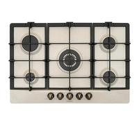 Schock | Plaque de Cuisson 5 Feux gaz Primus PC75 avec poignées en métal Antiques, grilles en Fonte, vannes de sécurité, Avoine, 740 x 500 mm