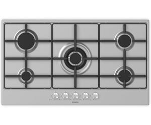 SCHOCK | Plateau de cuisson 5 feux Silver PC90 AV, grilles en soucoupe avec finition fonte, vannes de sécurité, inox, 860 x 500 mm