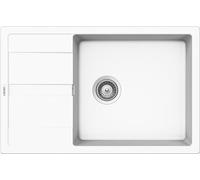 SCHOCK | Primus D100XS Évier de cuisine 1 grande baignoire avec gouttoir petit, baignoire réversible, matériau Cristalite®, blanc absolu, 780 x 500 mm