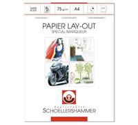 Schoellershammer - Bloc Layout Spécial Marqueurs à Alcool 75 grs/m2 - Extra Blanc - Semi-transparent - Pour Dessin Manga, Architecture, Illustration - Format A4 - Lot de 75 Feuilles