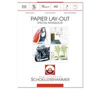 Schoellershammer - Bloc Layout Spécial Marqueurs à Alcool 75 grs/m2 - Extra Blanc - Semi-transparent - Pour Dessin Manga, Architecture, Illustration - Format A3 - Lot de 75 Feuilles