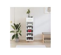 Vidaxl Armoire À Chaussure Blanc Brillant 30x35x105 Cm Bois Ingénierie Blanc