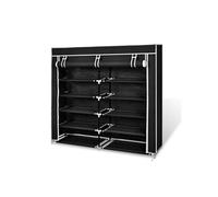 Vidaxl Armoire À Chaussures Avec Housse 115 X 28 X 110cm Tissu Noir Noir