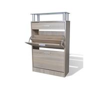 vidaXL Meuble à chaussures avec tiroir et plateau en verre Bois Aspect chêne Brun