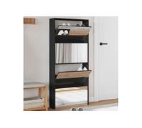 Vidaxl Armoire À Chaussures Avec Miroir À 4 Niveaux Noir 63x17x134 Cm Noir