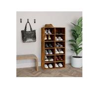 vidaXL Étagère à chaussures armoire organisateur chêne fumé 54×34×100,5 cm bois ingénierie