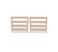 vidaXL Range-chaussures à 4 étagères – Bois de sapin solide – 2 pcs