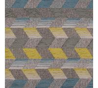 SCHÖNER LEBEN. Tissu d'ameublement jacquard tissé plat Mira rectangles obliques gris, bleu, vert, 1,40 m de large