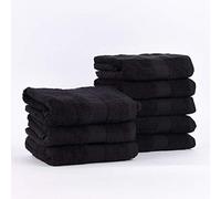 SCHÖNER LEBEN. Très Beau Design. Lot de 8 Serviettes en éponge de qualité 100% Coton 500 g/m² uni 50 x 100 cm Noir