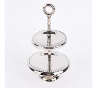 SCHÖNER LEBEN. Très Beau Design. Présentoir à 2 étages Rond en Aluminium Argenté 13 x 24 cm