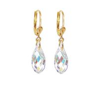 Schoener-SD, Boucles d’oreilles plaqué or avec petits cristaux briolettes de Swarovski®, pendants d’oreilles Crystal Aurora Boreale
