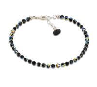 Schoener-SD, Bracelet de cheville en perles de cristal de Swarovski® scintillantes et fermoir en argent 925, couleur Jet Aurora Boreale, noir