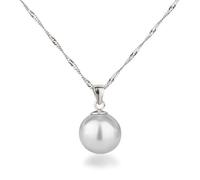 Schöner-SD Chaîne en argent 925 rhodié avec pendentif perle de 12 mm de large, Argent, Perle