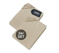 SCHÖNER WOHNEN 2X Drap Housse 180x200 Coton Beige - Drap-Housse 200x200 Bonnet 30 cm - Housse de Couette pour Matelas jusqu'à 30cm - certifié Oeko-Tex - Linge de Lit pour Maison - Confortable
