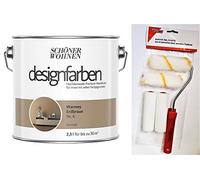 Schöner Wohnen Designfarben Peinture murale fine mate pour intérieur 2,5 l avec kit de 5 pièces (n° 6 marron terre chaud)