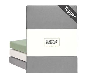 SCHÖNER WOHNEN Drap-housse pour surmatelas 140x200cm Anthracite jusqu'à 160x200cm - Drap-housse de surmatelas de luxe en jersey de coton Öko-Tex Bed Sheets - pour matelas plats de 5 à 15 cm de hauteur