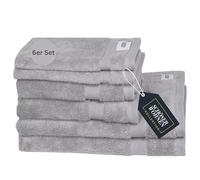 SCHÖNER WOHNEN Ensemble de serviettes en éponge Gris 6 pièces - 100% coton - Ensemble de serviettes moelleux et doux - Absorbant - Composé de 2 serviettes de bain + 2 serviettes de toilette + 2