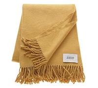 Schöner Wohnen Kollektion Couvre-lit 140 x 200 cm en mélange de coton • Plaid uni Basics • Couverture de canapé dorée