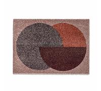 Schöner Wohnen Kollektion Tapis intérieur - Tapis de propreté 50 x 70 cm Semi-Circle Beige-Terracotta - Tapis de propreté Robuste - Paillasson Porte d'entrée - Lavable à 30°C