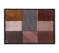 Schöner Wohnen Kollektion Tapis intérieur - Tapis de propreté 50x70 cm Geomix Marron-Rose - Tapis de propreté antidérapant Robuste - Paillasson Porte d'entrée - Lavable à 30°C