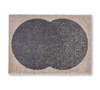 Schöner Wohnen Kollektion Tapis intérieur - Tapis de propreté 50x70cm Semi-Circle Beige-Anthracite - Tapis de propreté antidérapant - Paillasson Porte d'entrée - Lavable à 30°C