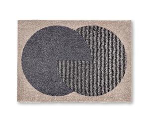 Schöner Wohnen Kollektion Tapis intérieur - Tapis de propreté 50x70cm Semi-Circle Beige-Anthracite - Tapis de propreté antidérapant - Paillasson Porte d'entrée - Lavable à 30°C