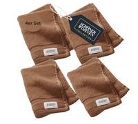 SCHÖNER WOHNEN Lot de 4 serviettes de luxe pour invités 30x50 cm - Ultra absorbantes - Serviettes de luxe marron 4 pièces - 100% coton - Doux et moelleux - Ensemble de serviettes combinable - Éponge