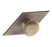SCHÖRGHOFER & FREHE Bouton de meuble à carreaux Ø 25 mm - Bouton pour armoire avec plaque 68 x 35 mm - Poignée rustique pour meubles, laiton patiné