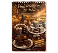 Schokoladenträume der Welt - Gemalte Gaumenfreuden (Tischkalender 2027 DIN A5 hoch), CALVENDO Monatskalender: Klassische Schokoladentorten im Stile zarter Aquarellillustrationen