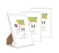 Scholar Tree Cadre A4 Blanc - Pack de 3 Cadres Photo A4, Cadres Photo Blancs 21 x 29,7 cm, Avec Support pour Pose au Sol ou au Mur, Cadres Photo en Bois avec Support 6x8