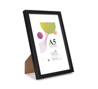 Scholar Tree Cadre A5 - Lot de 1 Cadre Noir A5, Cadres Photo Noirs 21 X 14,8 cm, Cadres Photo en Bois avec Support 6x4, Avec Support pour Pose sur Table ou Accrochage au Mur