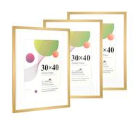 Scholar Tree Cadre photo 30x40, lot de 3 doré, cadre photo 12x16, cadres photo en bois avec support A4, avec suspension murale