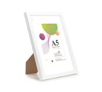 Scholar Tree Lot de 1 cadre A5 blanc, 21 x 14,8 cm, cadres photo en bois avec fixation 6 x 4, avec plateau de table standard ou suspension murale