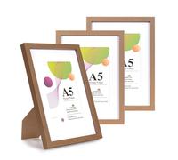 Scholar Tree Lot de 3 cadres photo en MDF A5 Marron, Cadres photo A5 21 x 14,8 cm, avec support pour poser sur une table ou accrocher au mur, Cadres photo en bois avec support pour 6x4