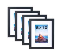 Scholar Tree Lot de 4 cadres photo noirs de 25,4 x 20,3 cm, cadres photo en bois à poser et à fixer au mur