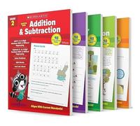Scholastic Success with Addition & Subtraction, Writing, Grammar, Reading Comprehension, Math, Grade 2 Workbook, 5 Books Collection Set