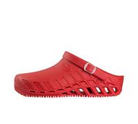Scholl Clog Evo - Sabots Sanitaires Professionnels pour Homme ou Femme, Ultra Légers, Confortables et Respirants, avec Semelle Antidérapante, Semelle en Mémoire Amovible et Sangle Rotative,Rouge,42/43 EU