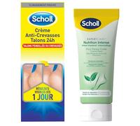 Scholl Crèmes Pieds secs - Crème Anti-Crevasses Talons 60ml - Crème Nutrition Intense 75ml - Lot de 2 Crèmes