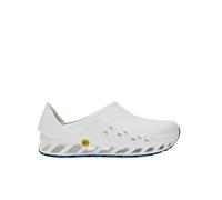 Scholl Evoflex - Sabots unisexes - Sabots sanitaires à bride et semelle anatomique - Chaussures d'hôpital blanches - Antistatiques et antidérapantes, Blanc, 43 EU