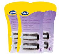 Scholl Expert Care Lisse et adoucit 2 en 1 recharge pour rouleau de pédicure électronique double action têtes interchangeables pour peau sèche ou humide talons fissurés - 3 paquets de 2 têtes