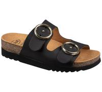 Scholl Femme Malibu' 2 Straps Sandale, Black, 36 EU