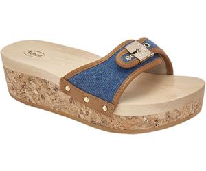 Scholl Femme Pescura Wedge Reese, Denim Cognac, 39 EU