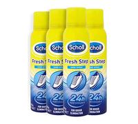 Scholl Spray anti-odeurs pour chaussures – Jusqu'à 24 heures de fraîcheur – Lot de 4, 150 ml