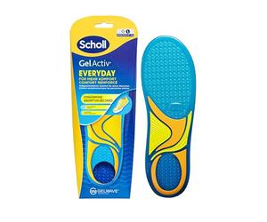 Scholl GelActiv Everyday Semelles intérieures pour hommes, pieds confortables toute la journée, rembourrage en mousse à mémoire de forme et technologie GelWave s'adaptent aux pieds et offrent un