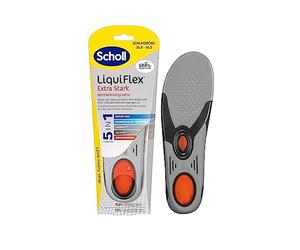 Scholl LiquiFlex Comfort Semelles intérieures extra soutien supplémentaire - Meilleure absorption des chocs au talon - Inhibiteur d'odeurs - En mousse à mémoire de forme avec technologie LiquiFlex -