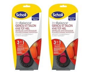 SCHOLL Lot de 2 Semelles In-Balance Anti-douleur Genou & Talon Taille 1 S - 37-39,5