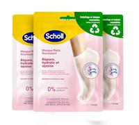 Scholl Masque Pieds Lot de 3 Nourrissant à l'Huile de Noix de Coco: Sans parfum ni colorants pour peaux sèches. Chaussettes hydratantes non grasses, faciles à utiliser. Emballage et masque recyclables