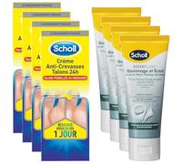 SCHOLL Pack contenant 1 Crème Anti-Crevasses Talons 60ml + 1 Crème Pieds Gommage 75ml - Lot de 4 packs