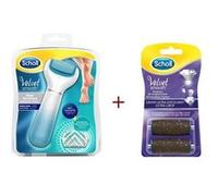 Scholl Râpe Electrique Anti-Callosités Pieds & 2 Rouleaux de Remplacement pour Exfolier et Adoucir la Peau des Pieds - Piles Incluses (Râpe + Rouleaux)