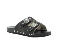 Scholl, Pescura Sandales à 2 sangles, en cuir, tendance, décontractées, Total Black, 38 EU